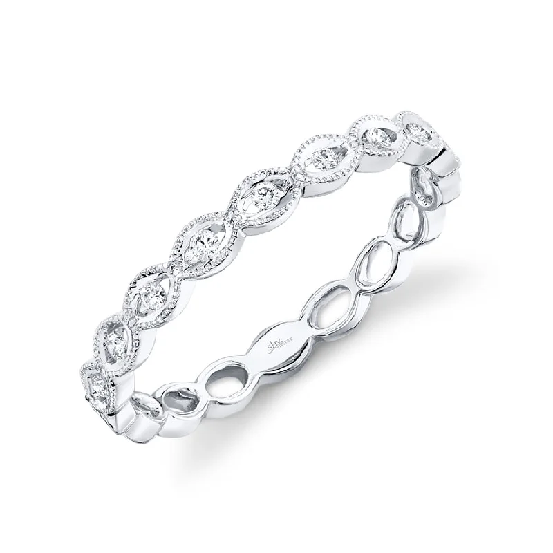 Diamond Halo Rings-14K White Gold Stackable Diamond Ring