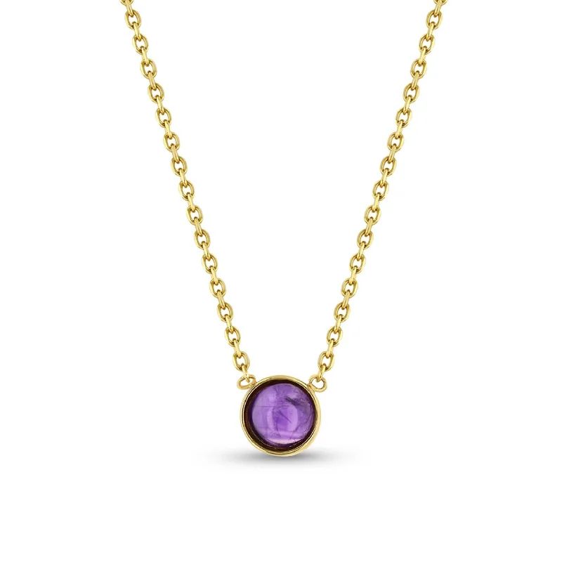 Personalized Gemstone Necklaces-Baby Cab Necklace - Amethyst