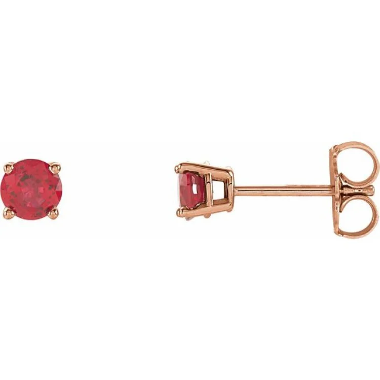 Women’s Earrings-14K Rose 4 mm Natural Ruby Stud Earrings