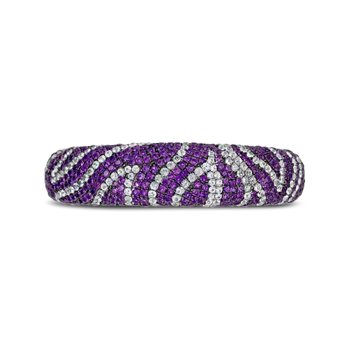 Men’s Bangles-Amethyst & White Sapphire Zebra Bangle