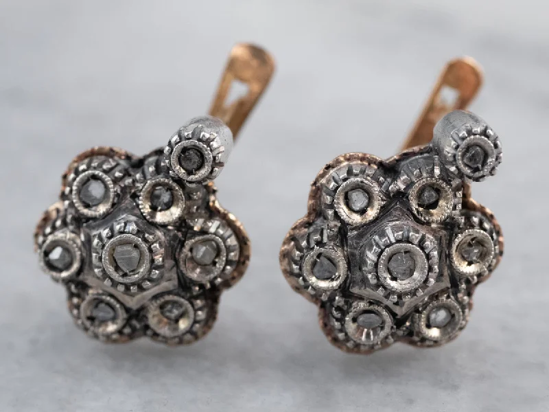 Luxury Drop Earrings-Antique Rose Cut Diamond Earrings