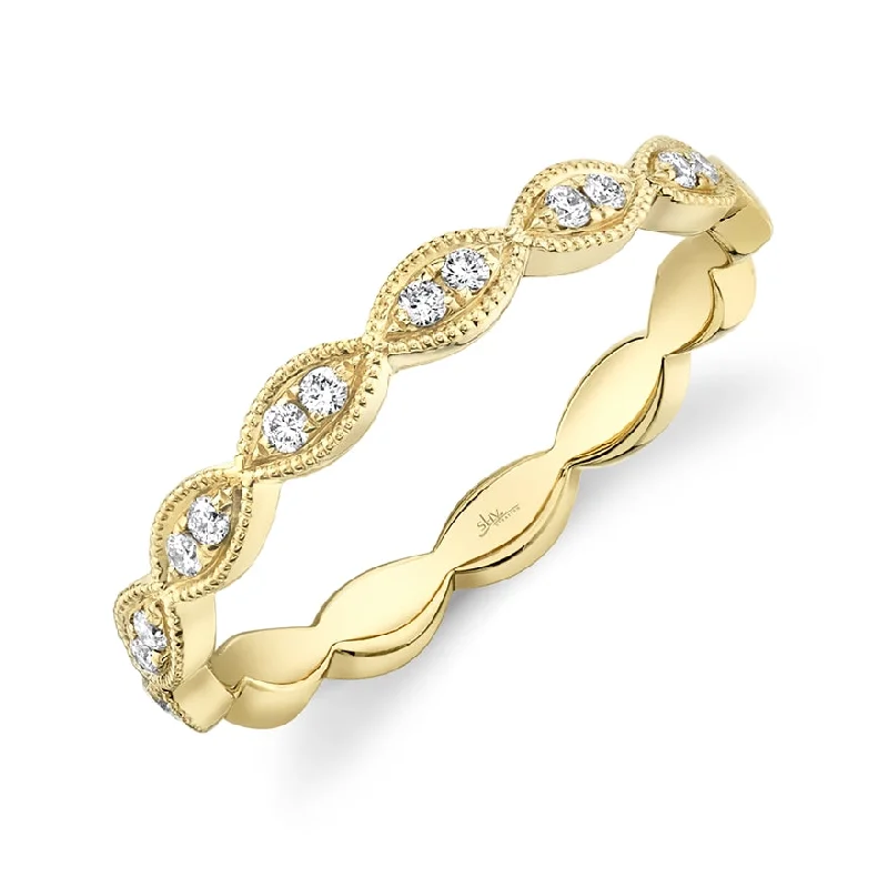 Silver Eternity Rings-14K Yellow Gold Diamond Marquise Shape Band