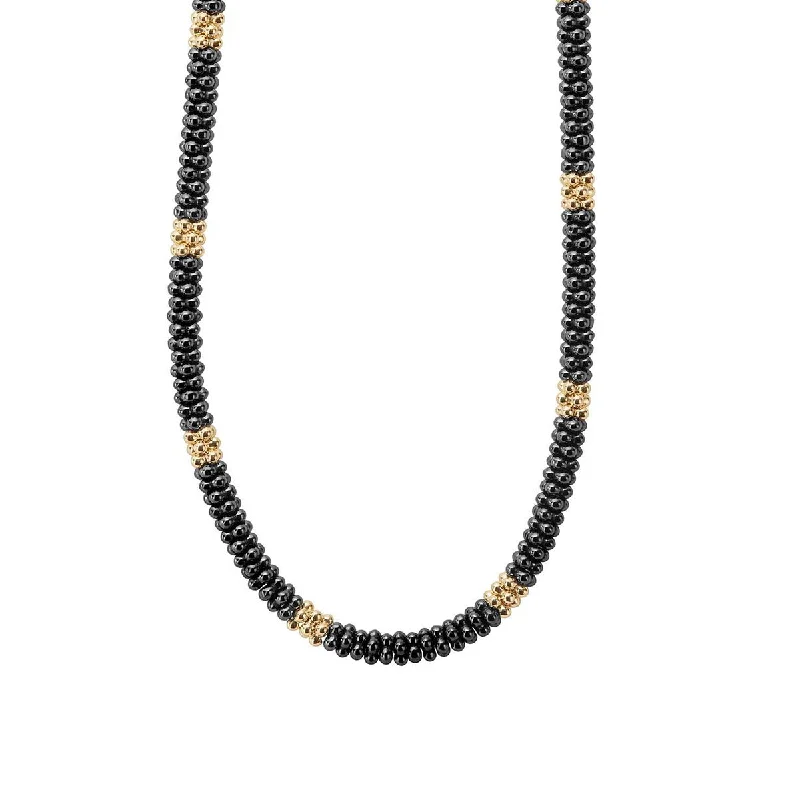 Bar Necklaces-Black Caviar Beaded Necklace