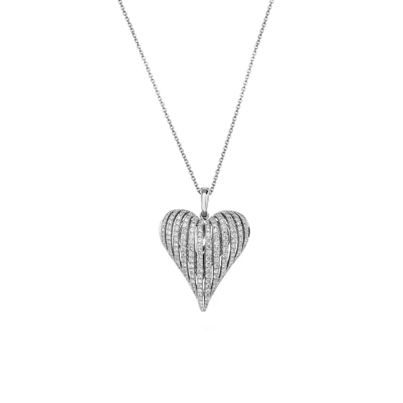 Retro Pendant Necklaces-Classic Diamond Angel Heart Pendant Necklace