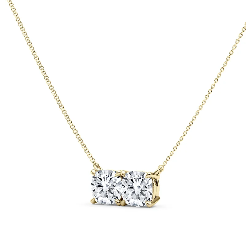 Fine Gold Necklaces-Twin Cushion Diamond Pendant