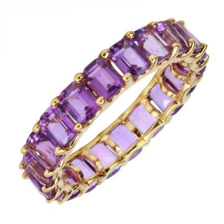 Women's Diamond Wedding Bands-14K Yellow Gold Amethyst Gemstone Eternity Ring