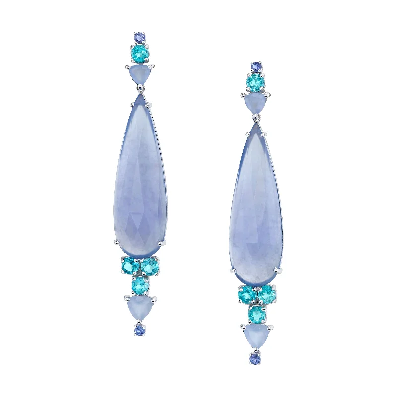 Leaf Earrings-Moonlit Blues Pear-Drop Earrings