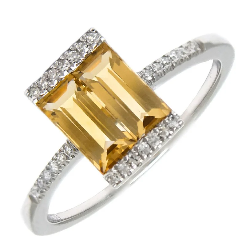 Colorful Gemstone Engagement Rings-14k Yellow Gold Diamond & Citrine Ring