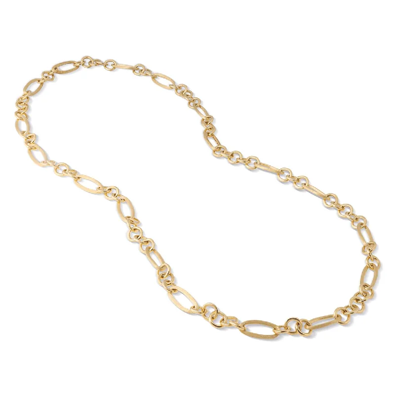 Boho Chain Necklaces-18K Yellow Gold Mixed Link Long Convertible Necklace