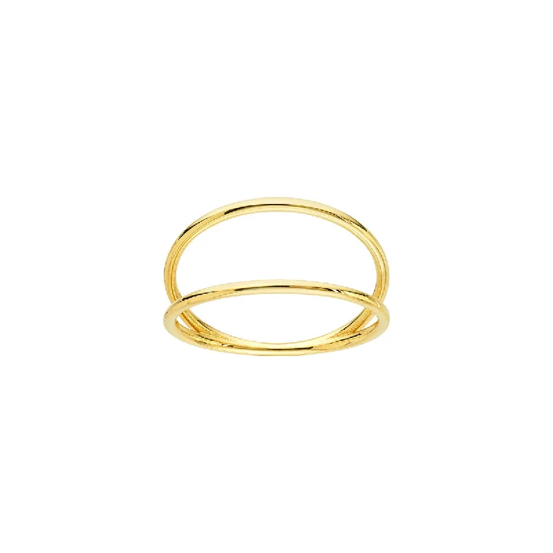 Black Diamond Rings-14K Yellow Gold Double Row Ring