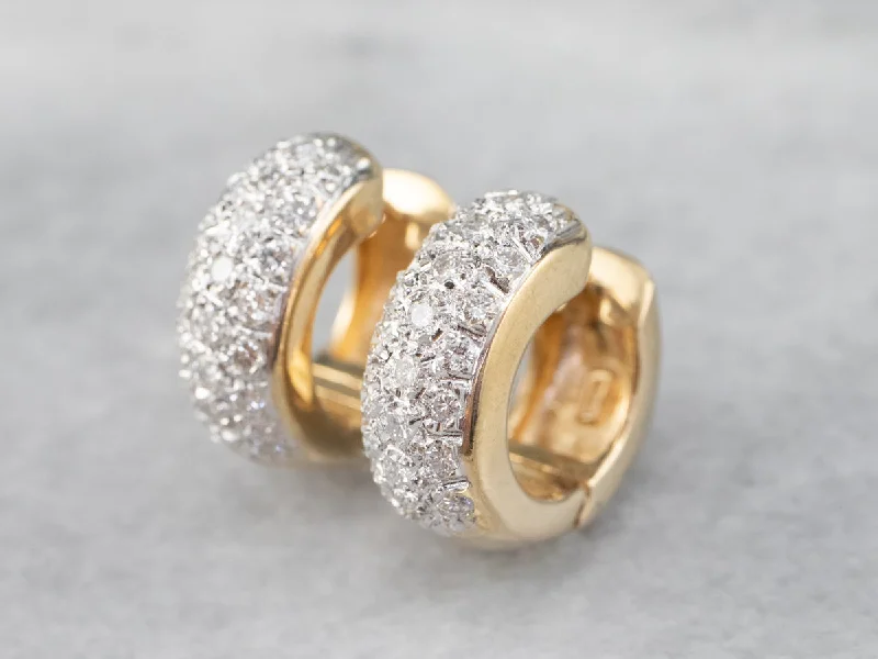 Designer Drop Earrings-Diamond Encrusted Gold Huggie Hoop Earrings