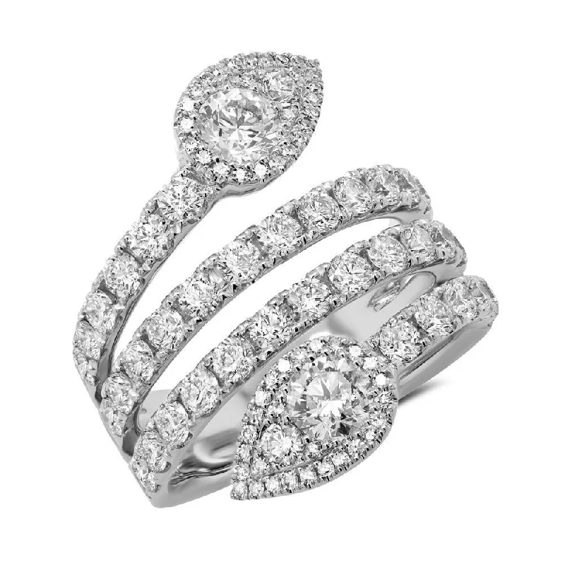 Engagement Ring Sets-14K White Gold Diamond Wrap Pear Shape Ring