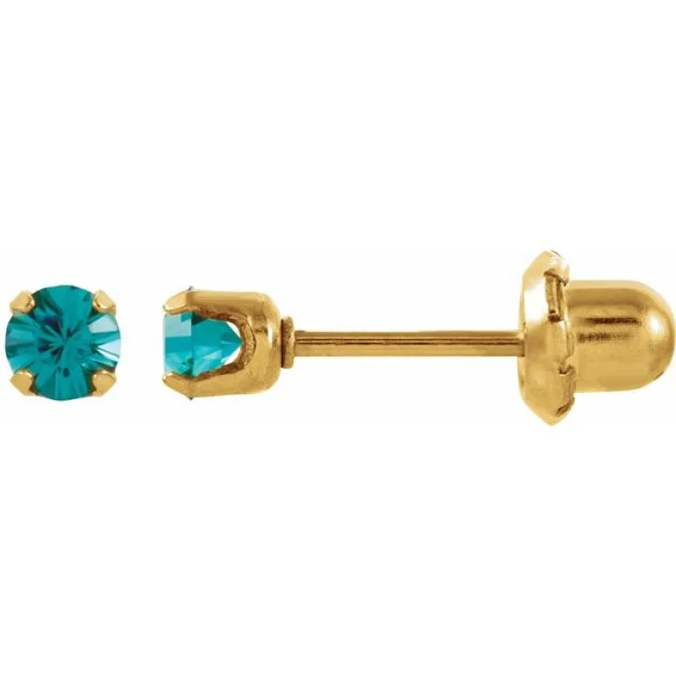 Simple Earrings-14K Yellow Imitation Blue Zircon InvernessÂ® Piercing Earrings