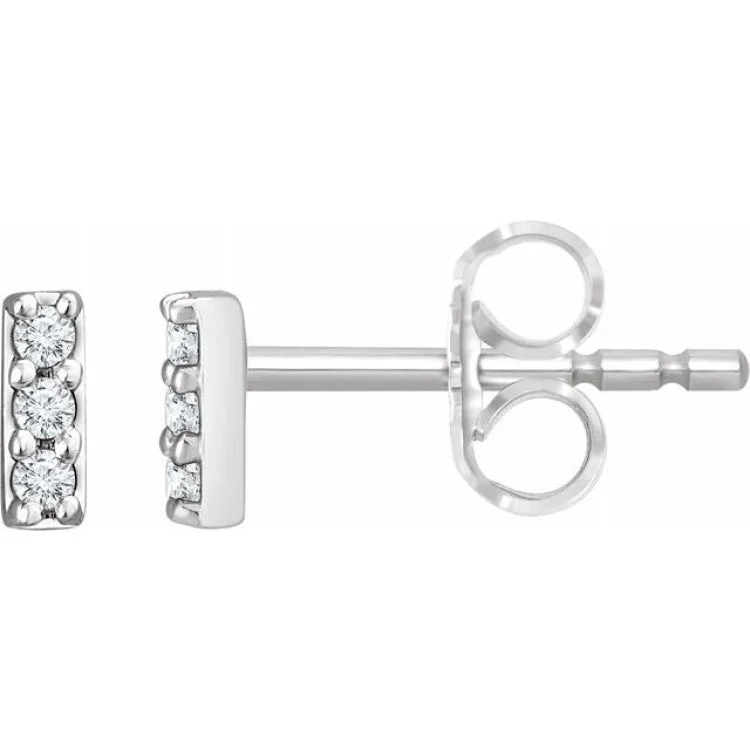 Contemporary Drop Earrings-14K White .05 CTW Lab-Grown Diamond Bar Earrings