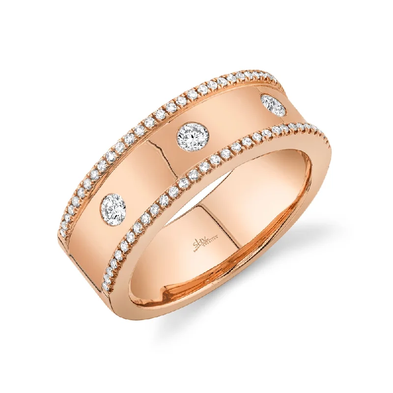 Yellow Gold Rings-14K Rose Gold Diamond High Polished Band