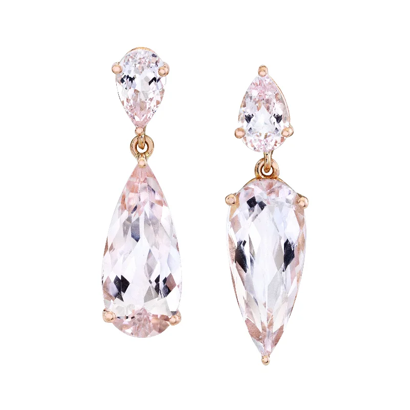 Woven Earrings-Morganite Twin Drop Earrings