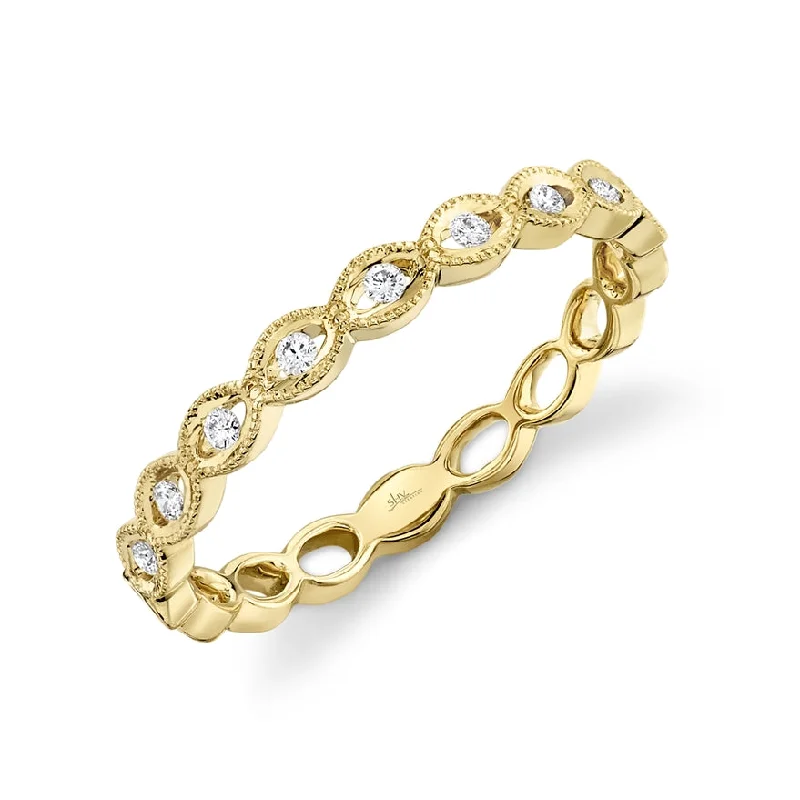 Engraved Wedding Rings-14K Yellow Gold Stackable Diamond Ring