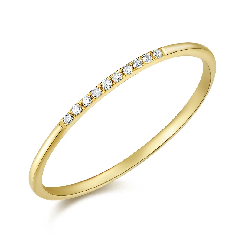 Cushion Cut Rings-14K Yellow Gold Diamond Top Band