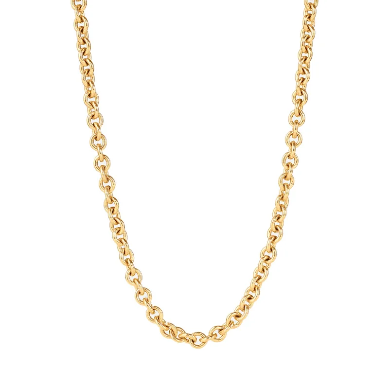 Round Gemstone Necklaces-18K Yellow Gold Collier Anchor Chain Necklace