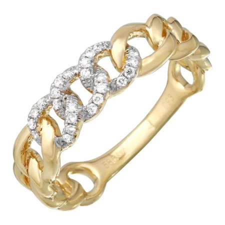 Gold Engagement Rings-14K Yellow Gold Diamond Link Stacking Ring