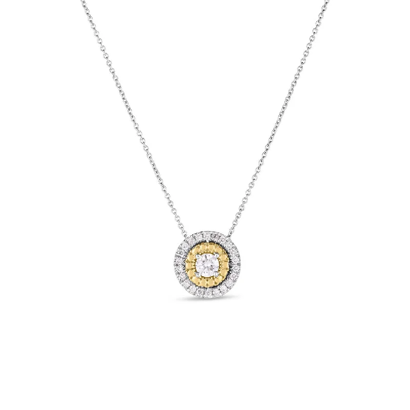 Moon Pendant Necklaces-18K White and Yellow Siena Pave Dot Large Necklace