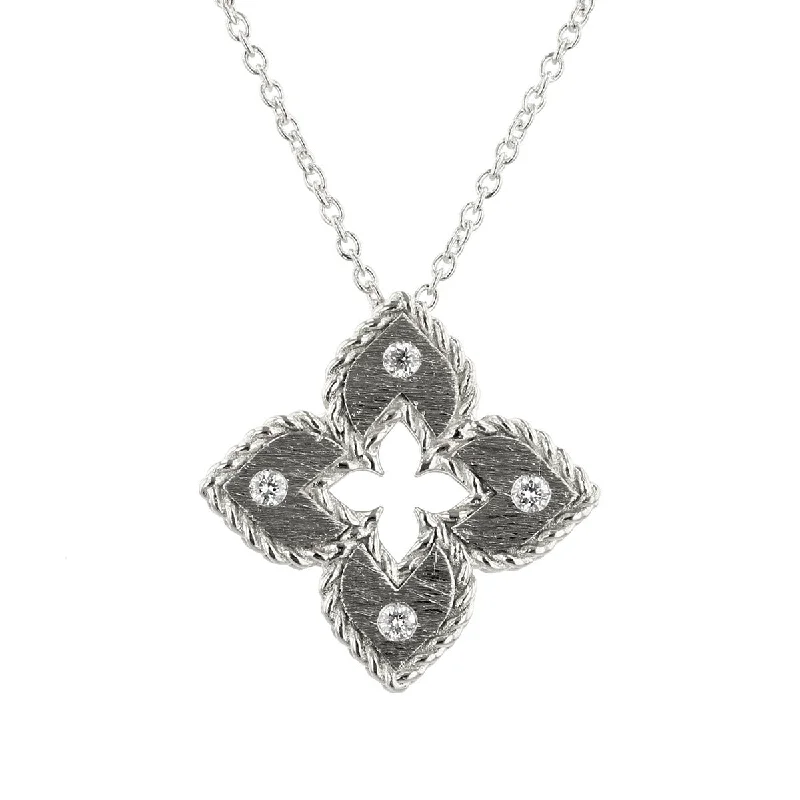 Silver Necklace Sets-18K White Gold and Diamond Pendant Necklace