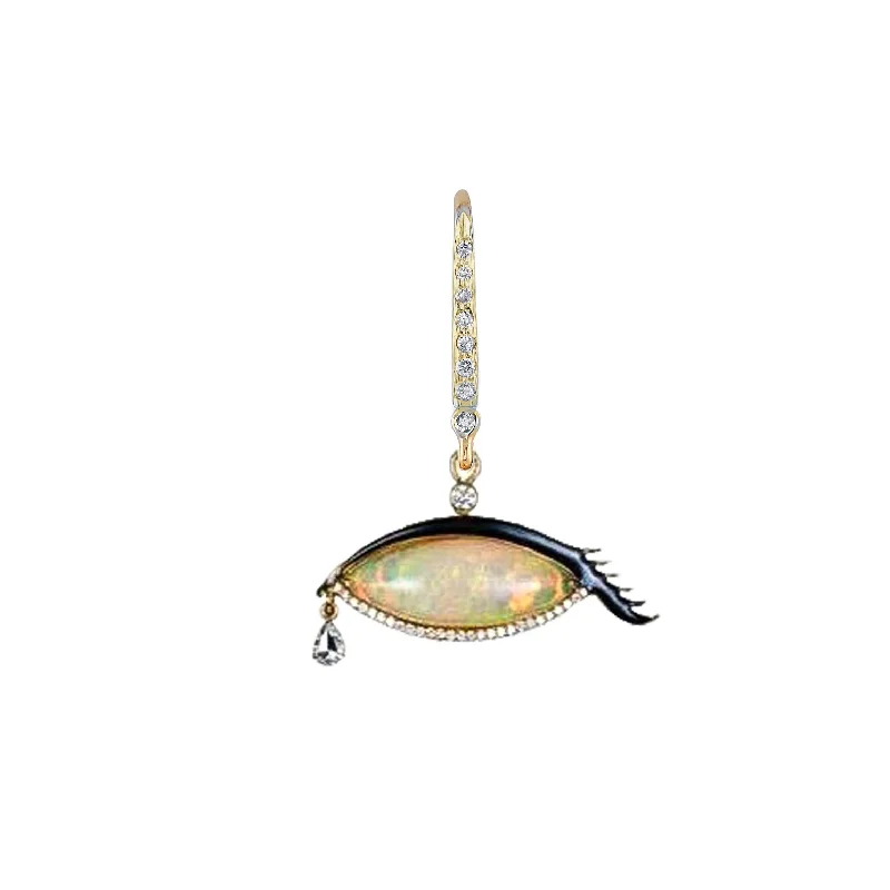 Luxurious Drop Earrings-Single Surreal Opal Eye Earring