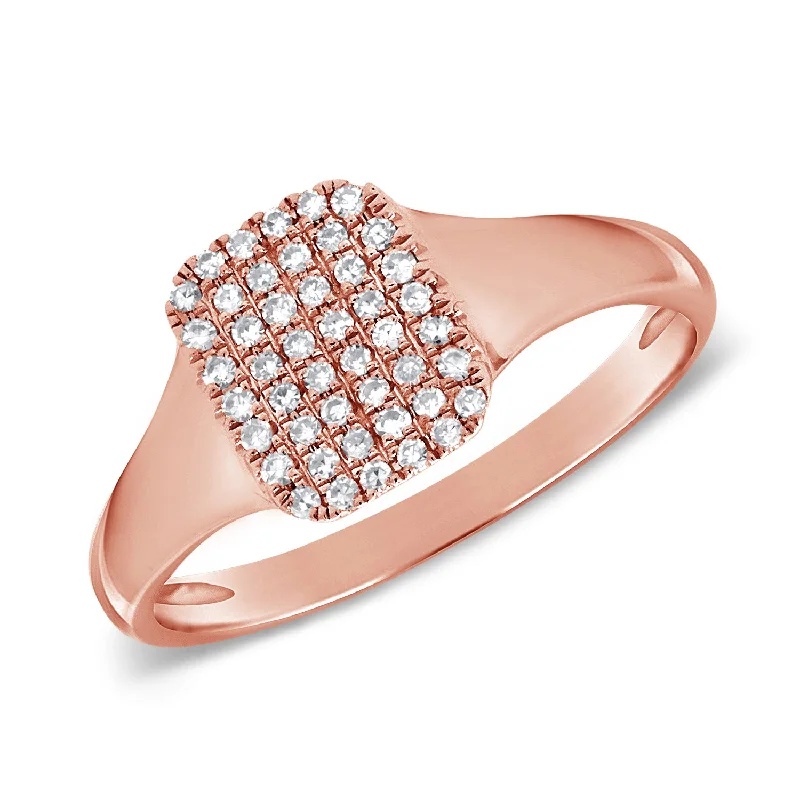 Pearl Rings-14K Rose Gold Diamond Signet Ring