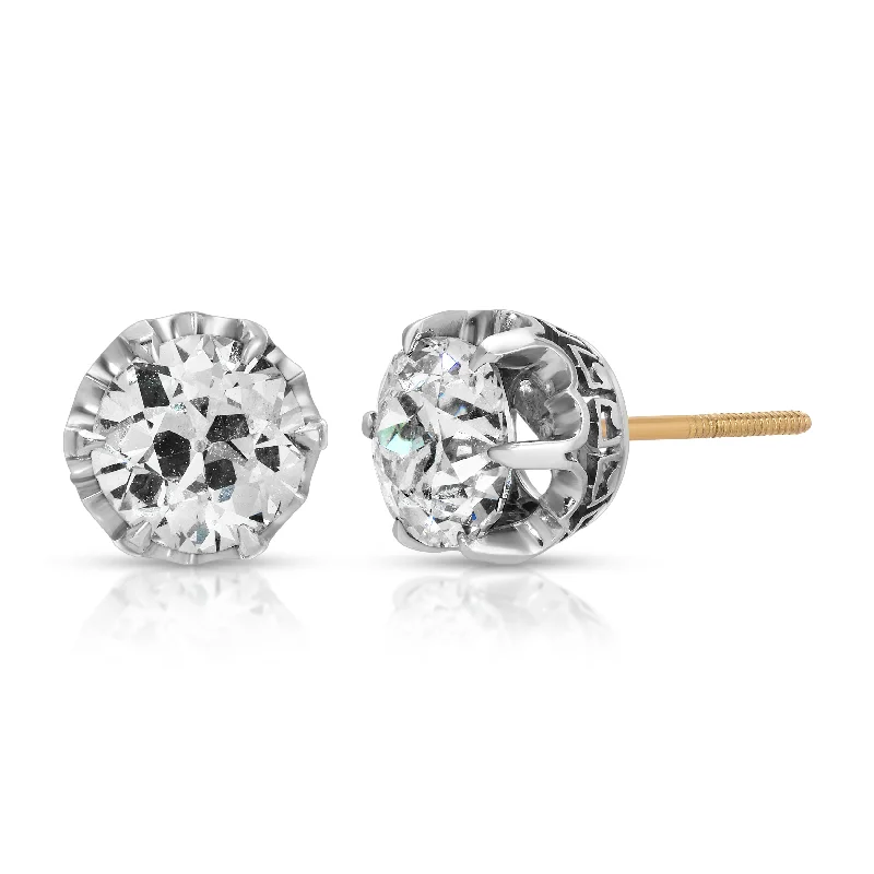 Marble Earrings-European-cut Edwardian Diamond Earrings