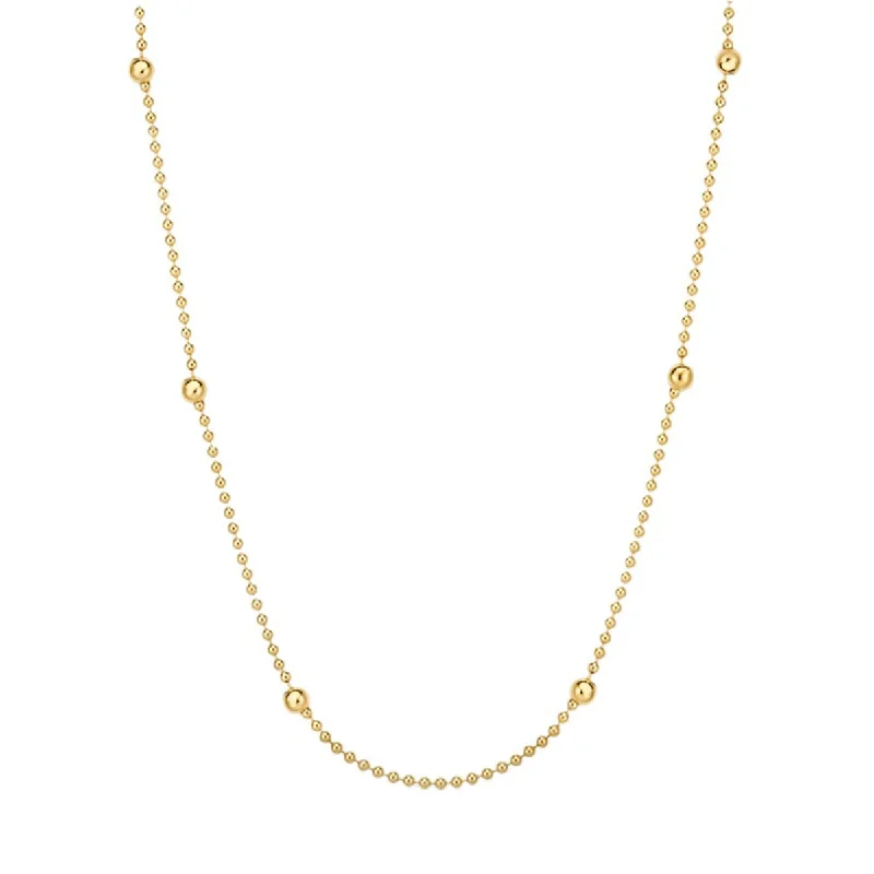 Crystal Necklaces-18K Yellow Gold Bead Station Necklace