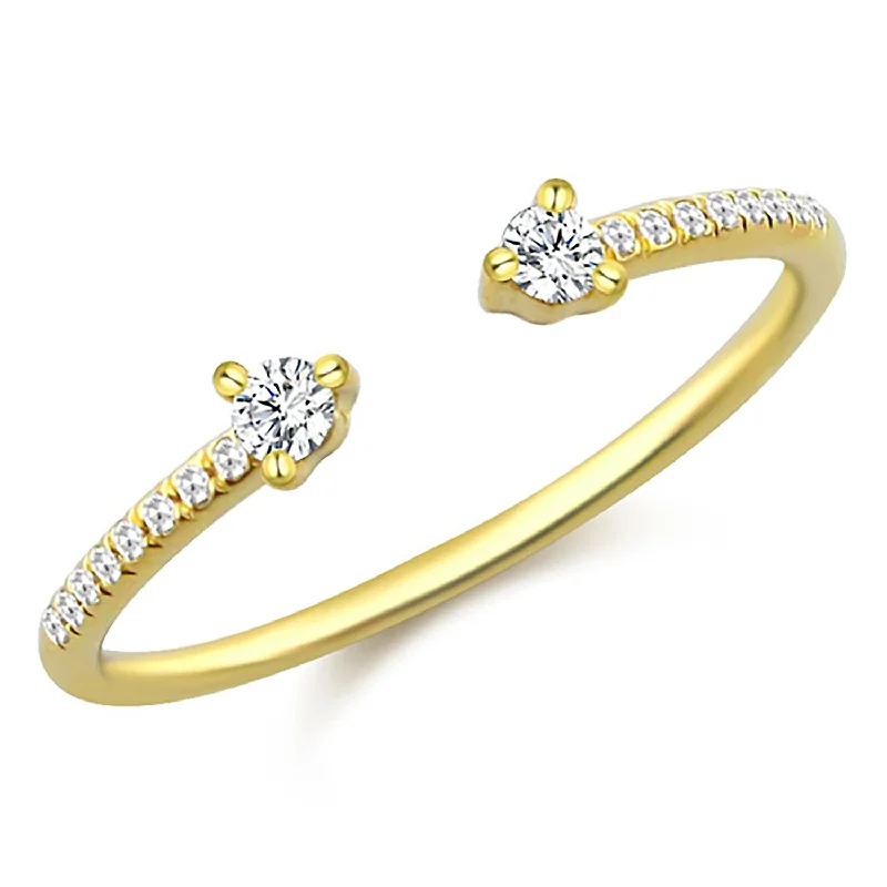 Unique Wedding Sets-14K Yellow Gold Diamond Open Cuff Ring