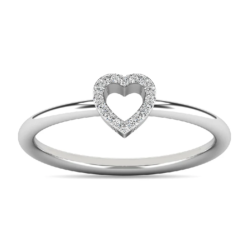 Black Titanium Rings-Diamond 1/20 ct tw Heart Ring in 10K White Gold