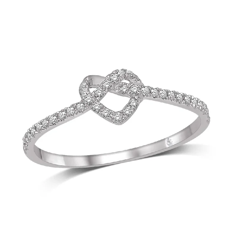 Bridal Ring Sets-10K White Gold 1/6 Ctw Diamond Heart Ring