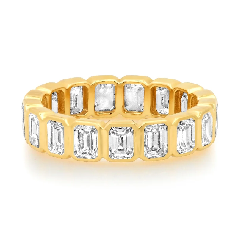 Wedding Ring Sets for Women-REGAL EMERALD CUT DIAMOND ETERNITY BAND, 14kt GOLD