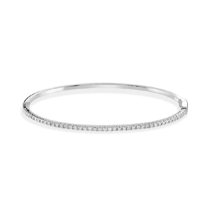 Charm Bangles-0.58ct Claw Set Round Brilliant Cut Diamond 18ct White Gold Hinged Bangle