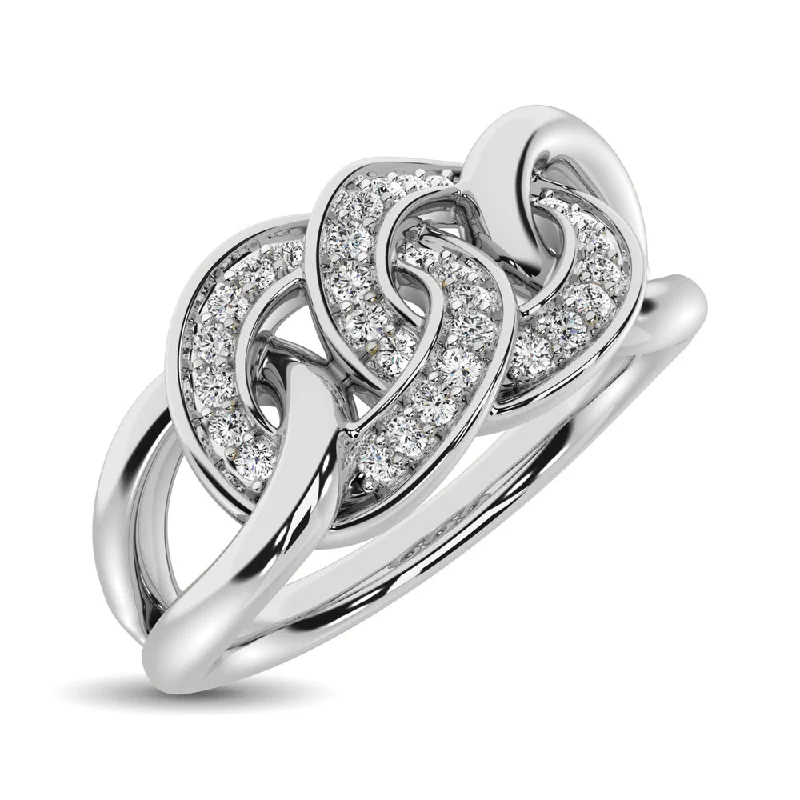 Double Halo Engagement Rings-10K White Gold 1/5 Ct.Tw. Diamond Interlinked Circle Ring