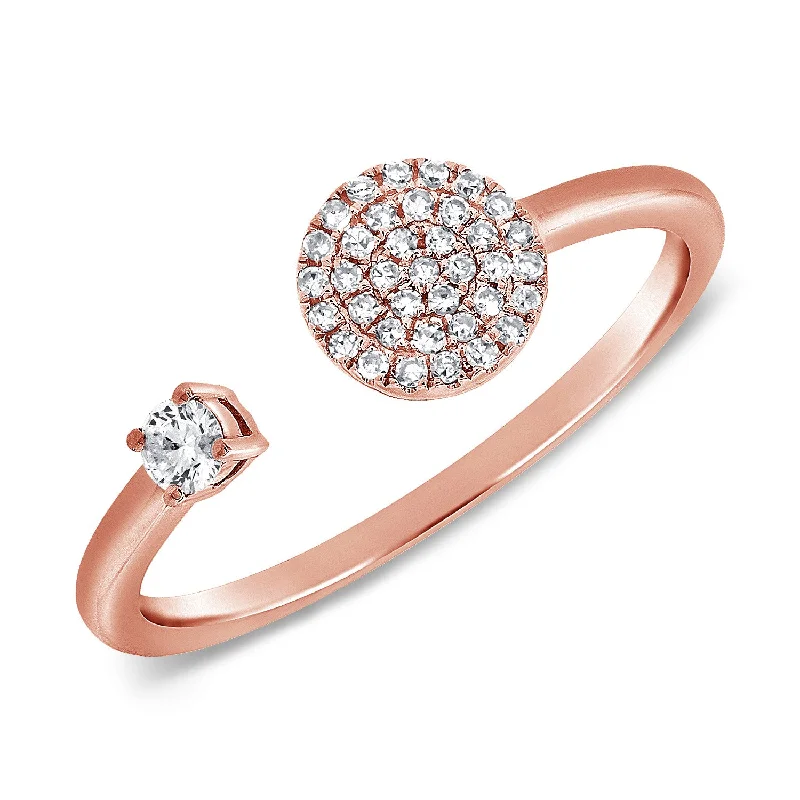 Engagement Ring with Sapphire-14K Rose Gold Diamond Open Cuff Disc Ring