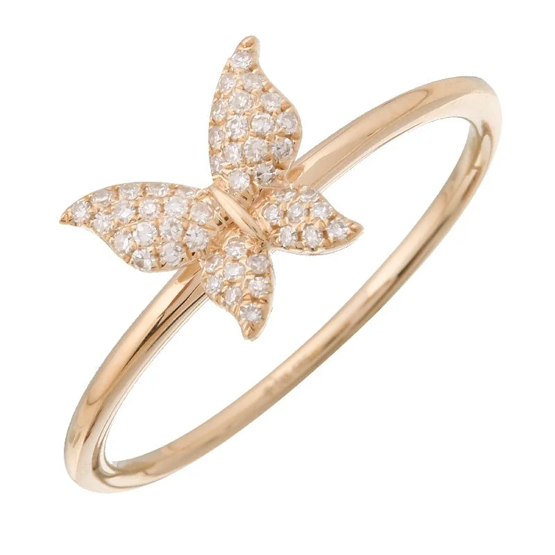 Wedding Ring Customization-14K Rose Gold Diamond Butterfly Ring