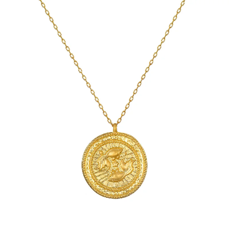 Chic Gold Necklaces-Pisces Gold Zodiac Coin Necklace