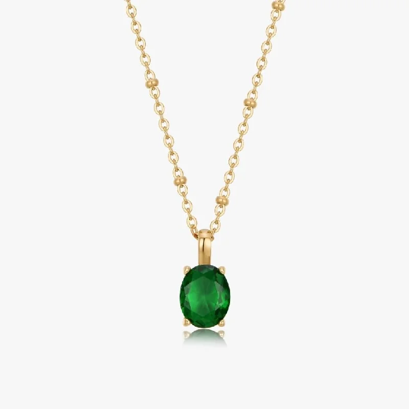 Nature-inspired Necklaces-Oval Gem Necklace in Green