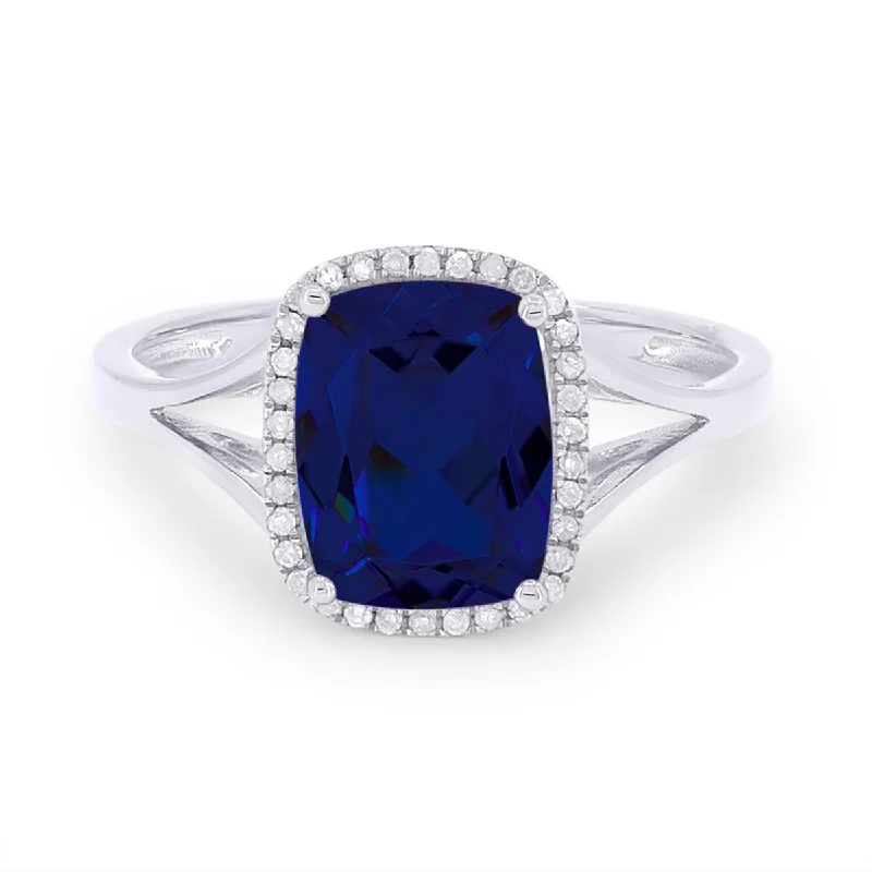 Twisted Engagement Rings-WHITE GOLD AND LAB GROWN SAPPHIRE FASHION RING, .08 CT TW