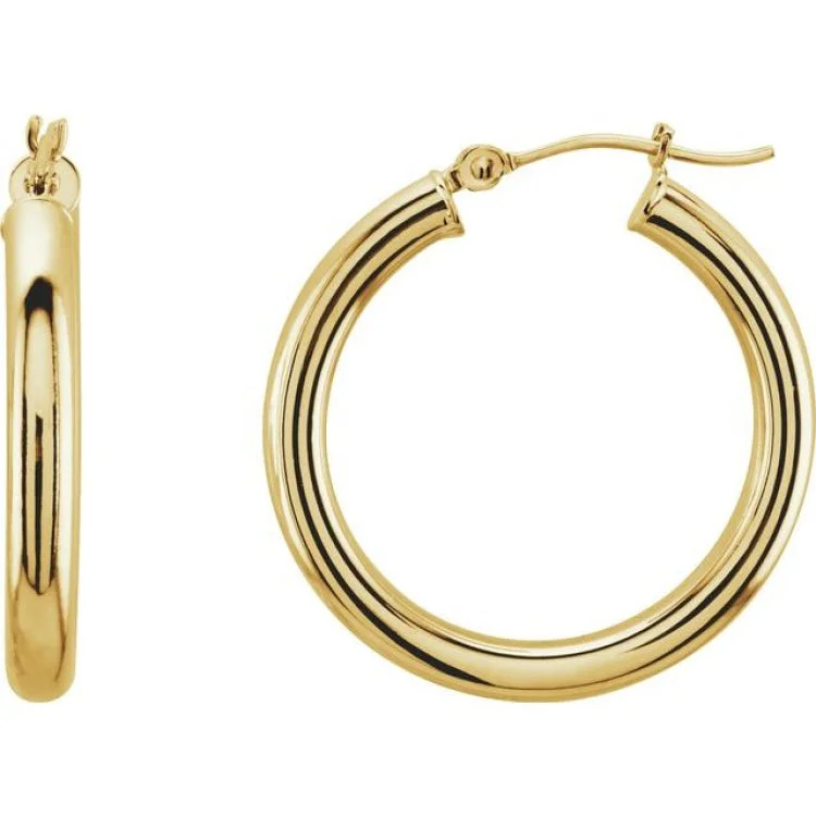 Yellow Earrings-14K Yellow 25 mm Tube Hoop Earrings