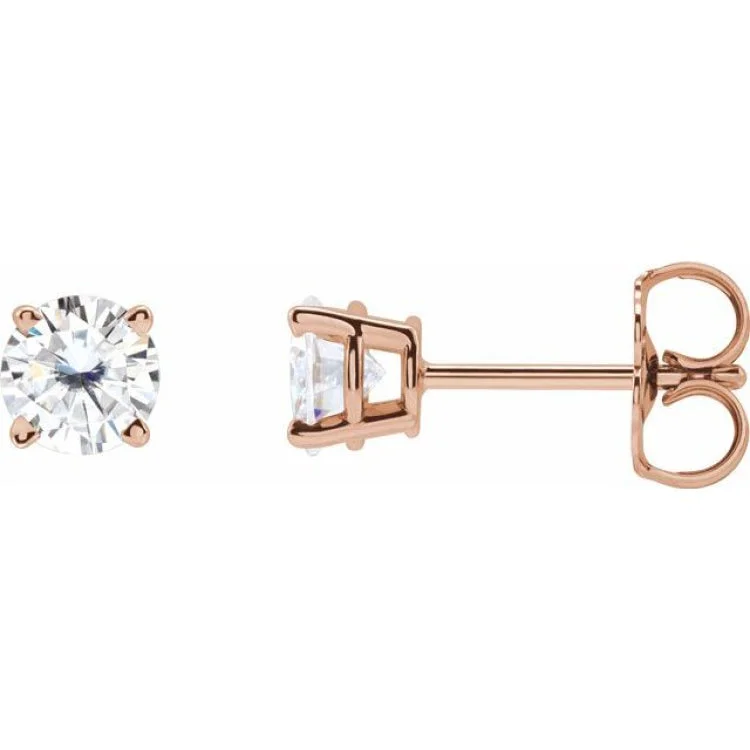 Simple Stud Earrings-14K Rose 4.5 mm Stuller Lab-Grown Moissanite Stud Earrings