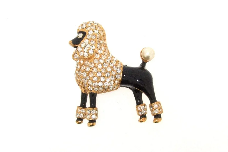 Simple Gold Brooch-Poodle Brooch Black Enamel Pin