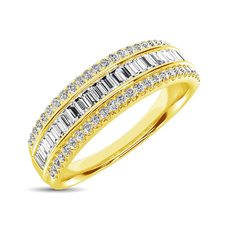 Custom Engagement Ring Sets-14K Yellow Gold Round and Baguette Diamond 2/5 Ct.Tw. Anniversary Band