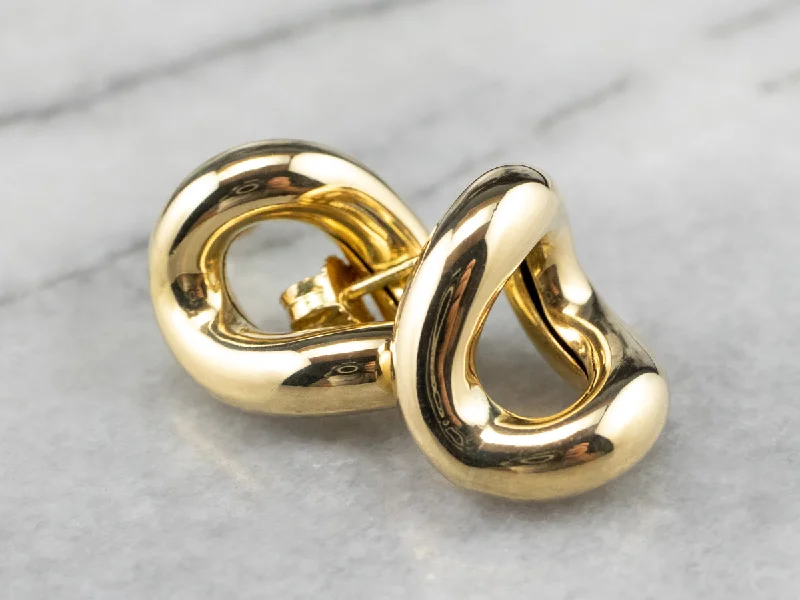 Elegant Earrings-Sculptural 18K Gold Stud Earrings