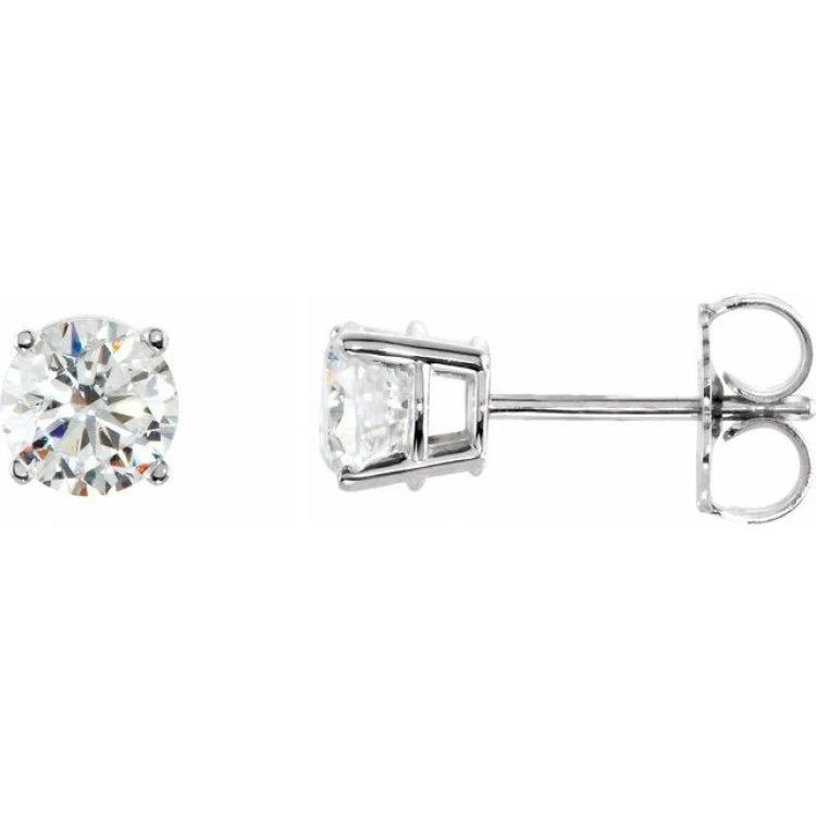 Contemporary Stud Earrings-Sterling Silver 6 mm Imitation White Cubic Zirconia Stud Earrings