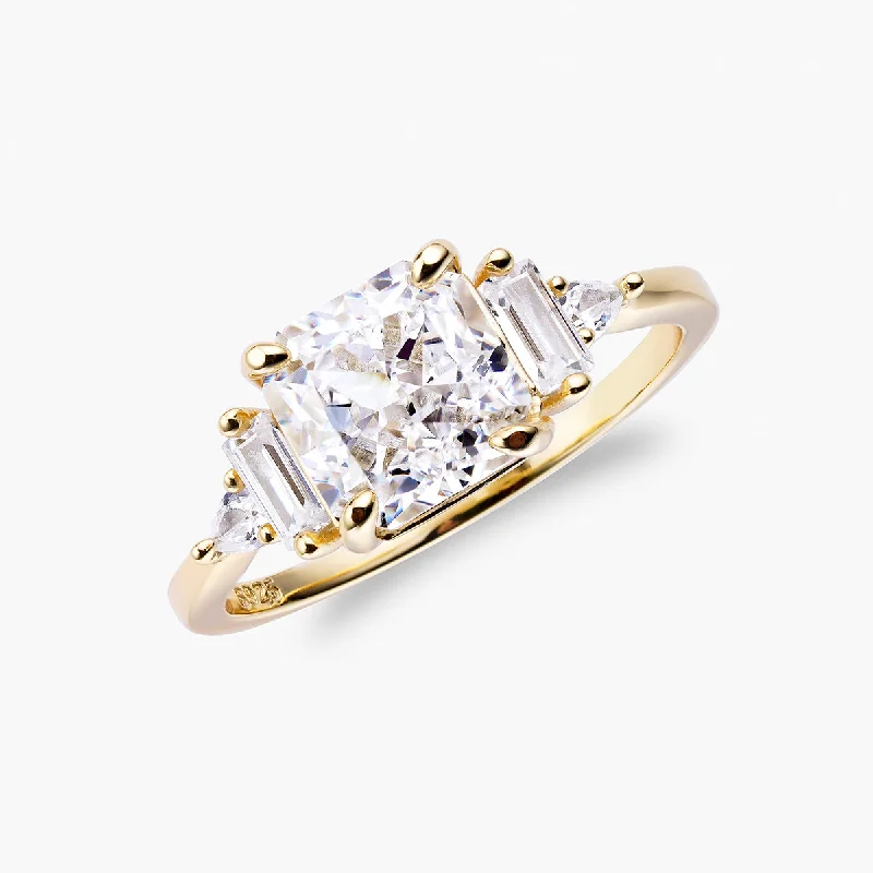 Women's Engagement Rings-Crushed Ice Square Ring