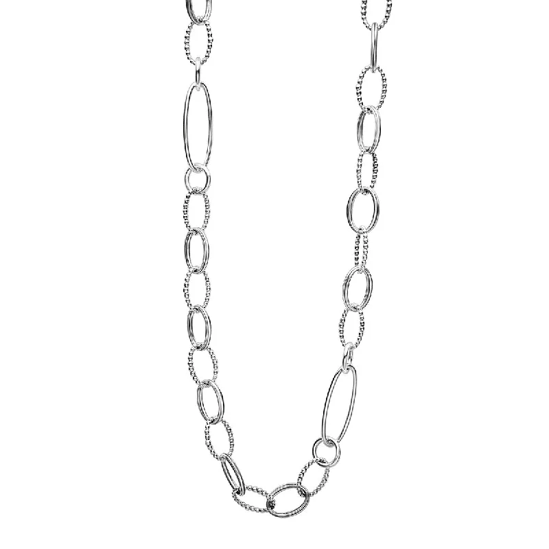 Long Gold Necklaces-34-Inch Smooth and Oval Link Chain Necklace