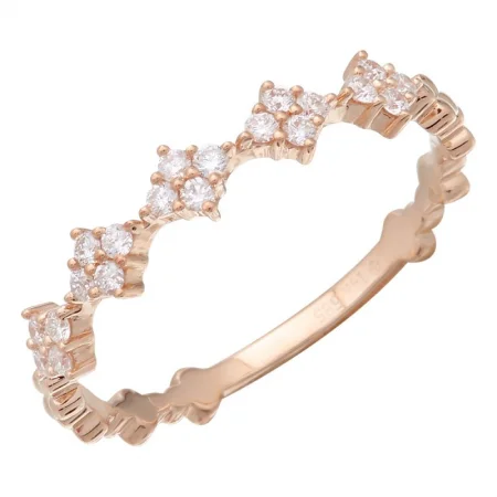 Large Stone Rings-14K Rose Gold Diamond Stackable Ring